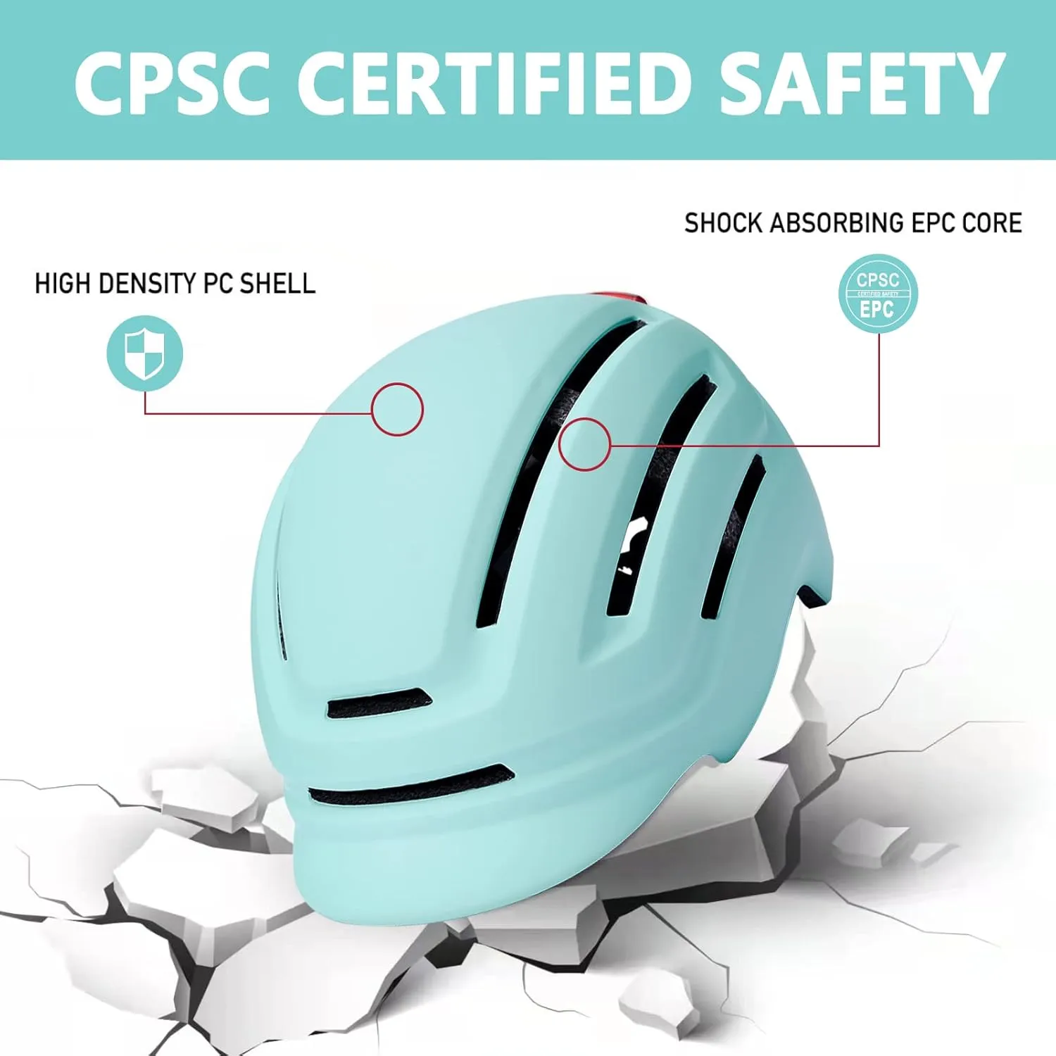 Adult Bike Helmet for Men Women, Mountain Road Bicycle Helmet with USB Rechargeable Taillight
