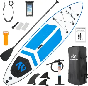 ADVENOR Paddle Board 11'x33 x6 Extra Wide Inflatable Stand Up Paddle Board with Hand Pump,Leash, Adjustable Paddle For Basic Version, Extra Kayak Paddle Kayak Seat 2 Fishing Mounts For Fishing Version