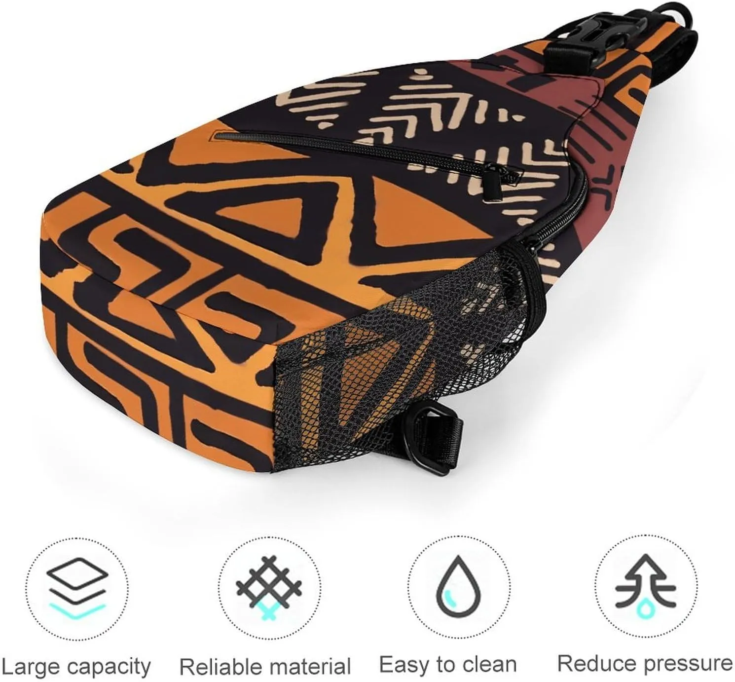 African Tribal Mudcloth A Spacious And Large Capacity Portable Adjustable Chest Bag