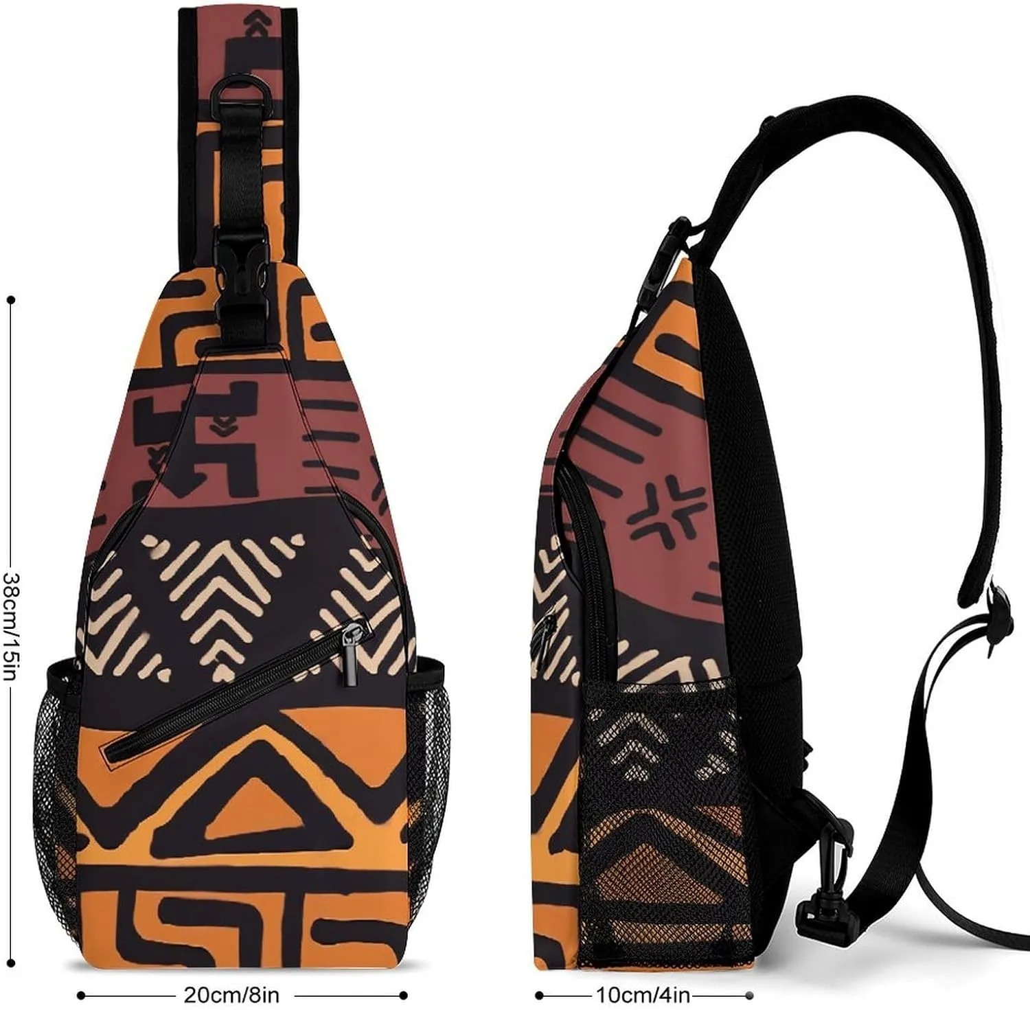 African Tribal Mudcloth A Spacious And Large Capacity Portable Adjustable Chest Bag