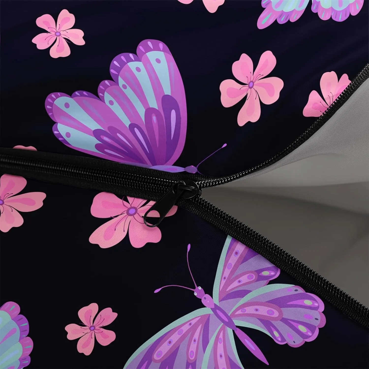 AILONEN Girls Butterfly Camping Sleeping Bags,Lightweight & Waterproof,3 Season Warm & Cool Weather,Beautiful Animal Black Sleeping Bags for Kids Adults,Travelling,Outdoors