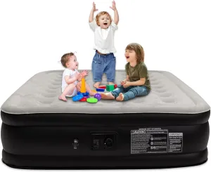 Air Mattress 16" Air Bed Queen with Built in Pump, Foldable Portable Queen Inflatable Mattress, 660 lbs Weight Capacity Blow Up Air-Mattress Suitable for Guests, Indoors and Camping
