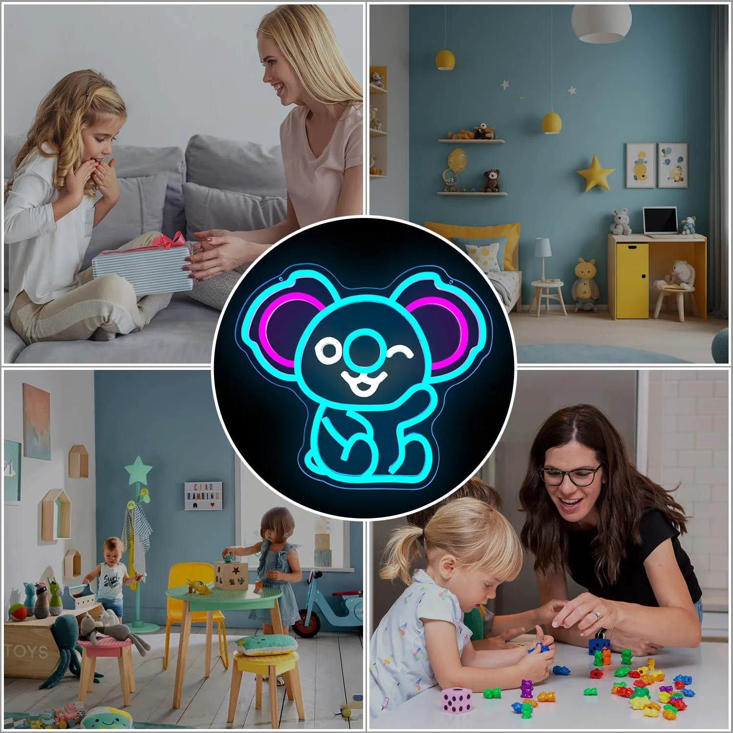 Ajoyferris Koala Neon Sign Koala Bear Neon Lights for Bedroom Dimmable USB Powered Neon Light Sign Cute Animal Light Up Sign Koala Gifts for Girls Kids