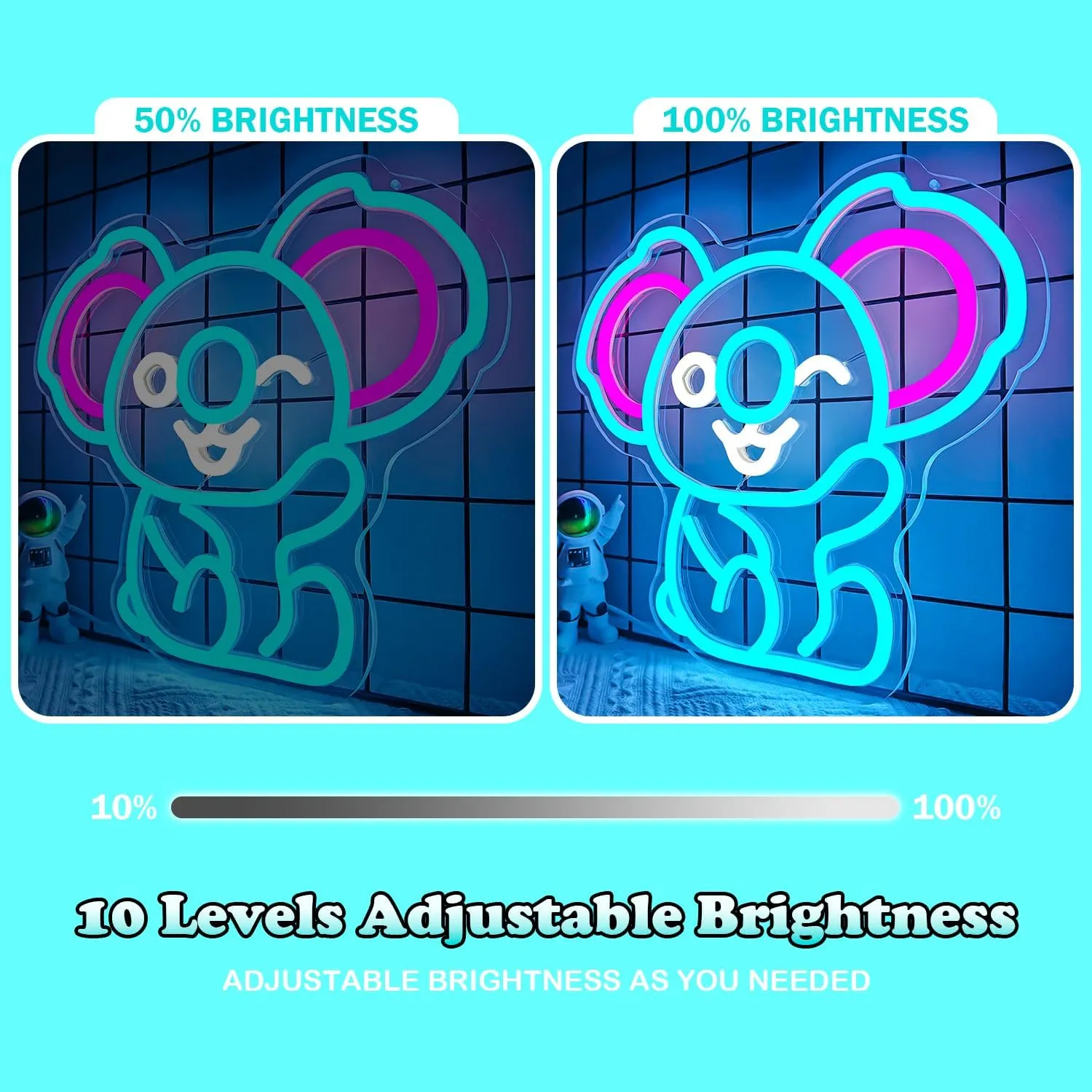 Ajoyferris Koala Neon Sign Koala Bear Neon Lights for Bedroom Dimmable USB Powered Neon Light Sign Cute Animal Light Up Sign Koala Gifts for Girls Kids