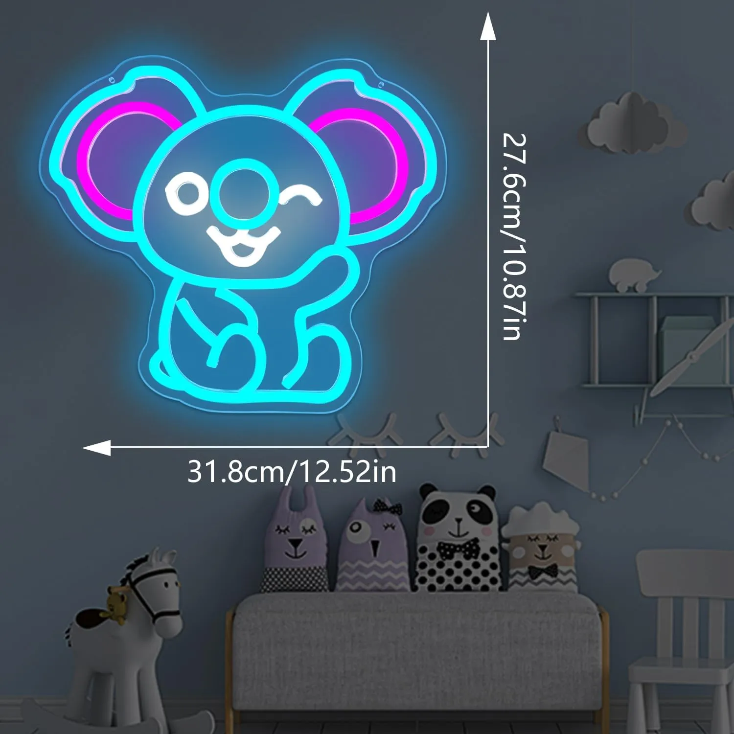 Ajoyferris Koala Neon Sign Koala Bear Neon Lights for Bedroom Dimmable USB Powered Neon Light Sign Cute Animal Light Up Sign Koala Gifts for Girls Kids
