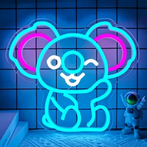 Ajoyferris Koala Neon Sign Koala Bear Neon Lights for Bedroom Dimmable USB Powered Neon Light Sign Cute Animal Light Up Sign Koala Gifts for Girls Kids