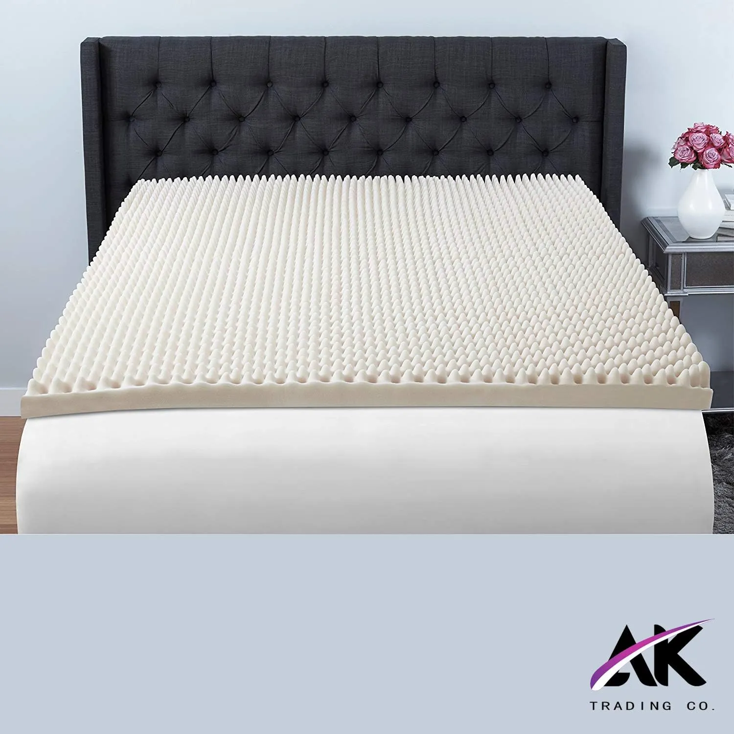 AK TRADING CO. 2.5" x 36" x 72" Thick Convoluted Hospital Mattress Pad, Egg Crate Foam Foam Sheet | Mattress Pad (Medical Bed, Mattress Topper, Chairs) - Made in USA (2.5" x 36" x 72"), White