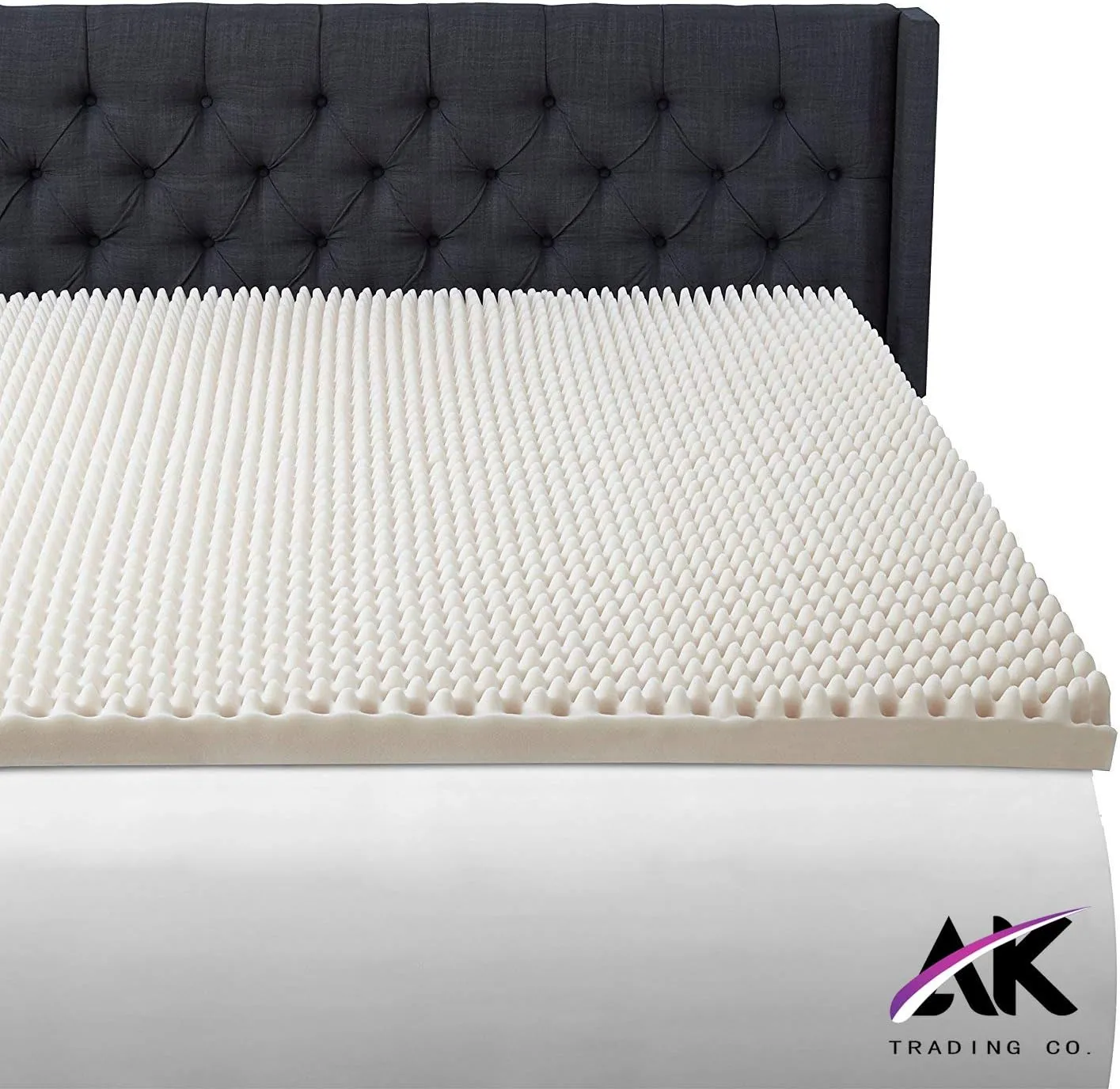 AK TRADING CO. 2.5" x 36" x 72" Thick Convoluted Hospital Mattress Pad, Egg Crate Foam Foam Sheet | Mattress Pad (Medical Bed, Mattress Topper, Chairs) - Made in USA (2.5" x 36" x 72"), White