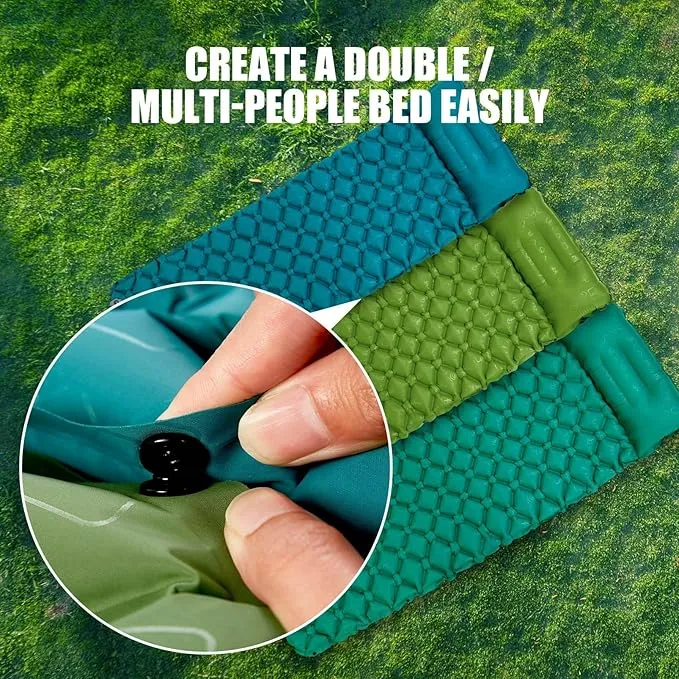 AKSOUL Sleeping Pad Inflatable for Camping: Ultralight & Compact Self Inflating Camp Mat with Built-in Foot Pump, Connectable Portable Air Mattress for Hiking, Backpacking Travel