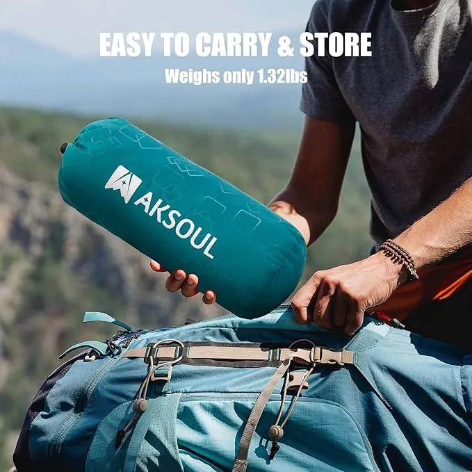 AKSOUL Sleeping Pad Inflatable for Camping: Ultralight & Compact Self Inflating Camp Mat with Built-in Foot Pump, Connectable Portable Air Mattress for Hiking, Backpacking Travel