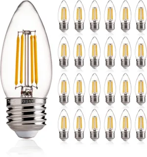 ALAMPEVER E26 LED Bulb 60 Watt, B11 Chandelier Light Bulbs, 2700K Soft White Candelabra LED Bulbs, 24 Pack Candle Light Bulbs