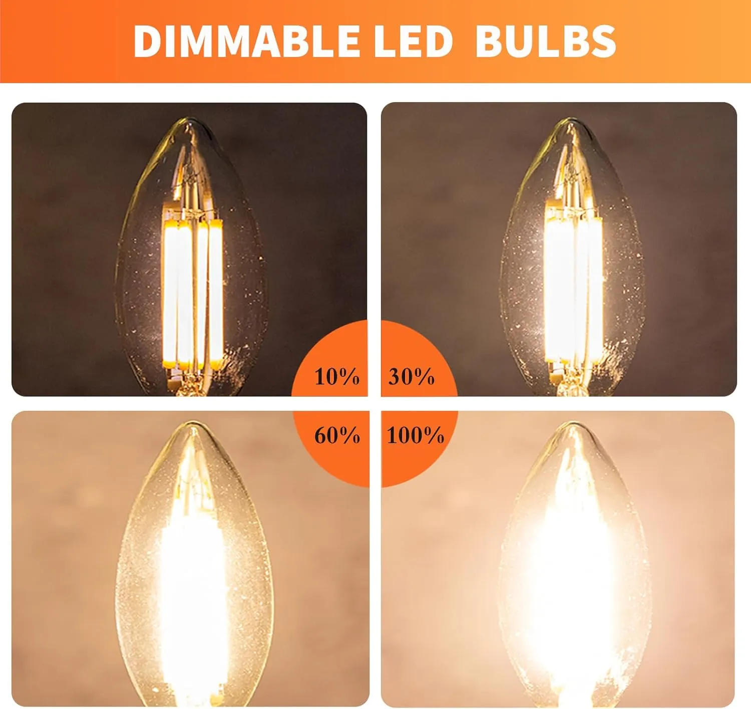 ALAMPEVER E26 LED Bulb 60 Watt, B11 Chandelier Light Bulbs, 2700K Soft White Candelabra LED Bulbs, 24 Pack Candle Light Bulbs