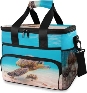 ALAZA Hawaiian Green Sea Turtle Under Ocean Large Capacity Cooler Tote Insulated Lunch Bag Lunch Cooler Bag