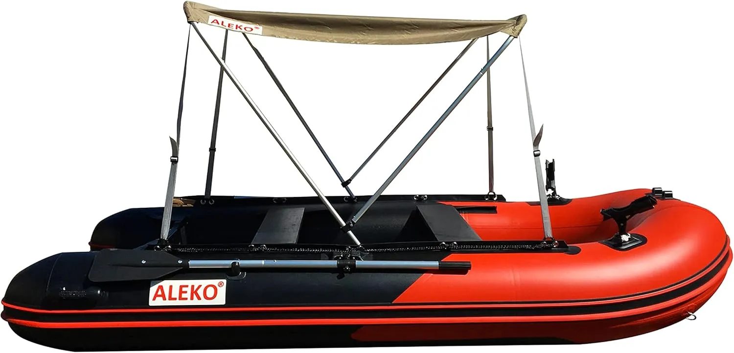 ALEKO Boat Bimini Canopy Tent Top | Sun Shelter Sunshade for 12.5 ft Long Inflatable Boats | 4.3 x 3.7 Ft | Wheat Color