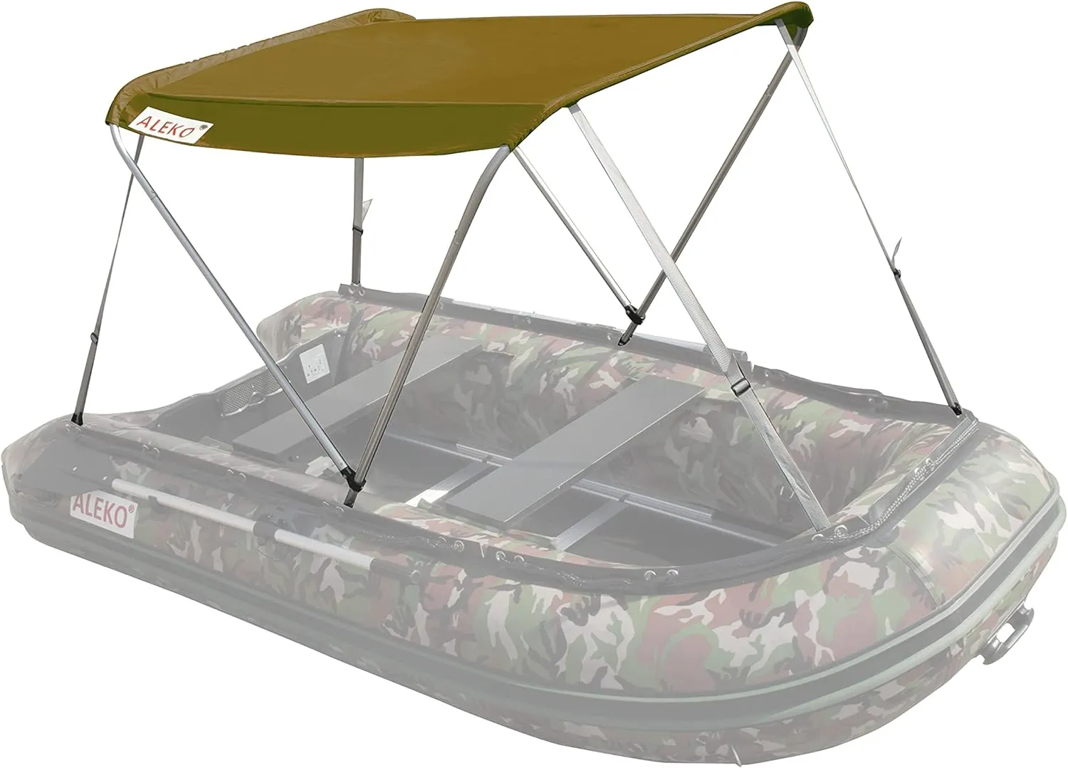 ALEKO Boat Bimini Canopy Tent Top | Sun Shelter Sunshade for 12.5 ft Long Inflatable Boats | 4.3 x 3.7 Ft | Wheat Color