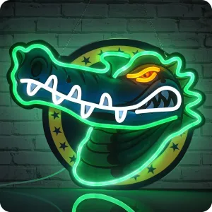 Alligator neon sign crocodile LED light for wall decor, USB powered, bar pub store club garage bedroom, home artwork