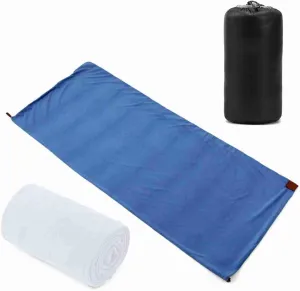 Alomejor Soft and Comfortable Fleece Sleeping Bag for Camping Convenient Two Way Zipper Compact Design Storage Bag Royal Blue