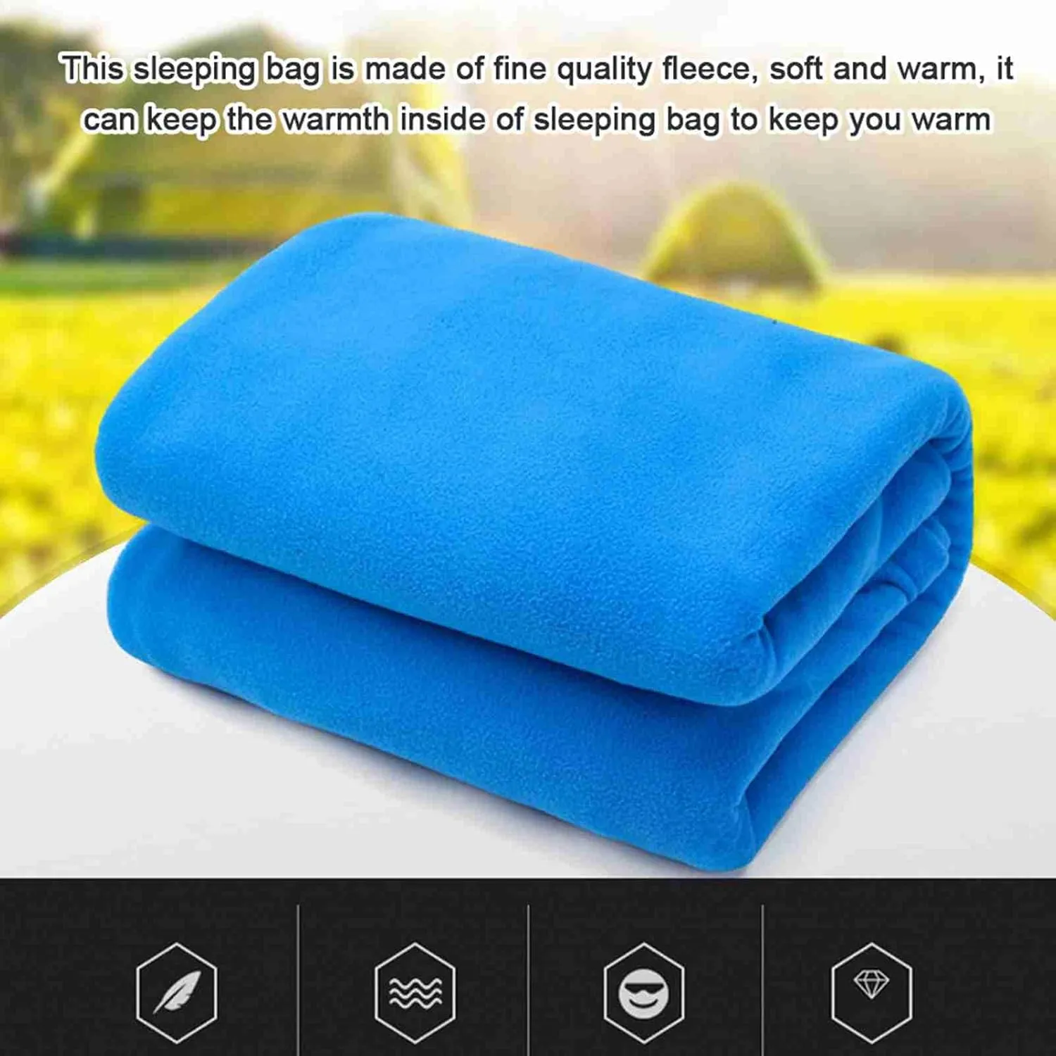 Alomejor Soft and Comfortable Fleece Sleeping Bag for Camping Convenient Two Way Zipper Compact Design Storage Bag Royal Blue
