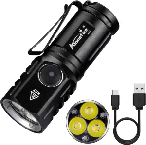 ALONEFIRE X61 Mini LED Flashlight Type C USB Rechargeable Bright Small Torch 5 Modes Portable Pen Light Waterproof Long Battery Life with Tail Magnet, Clip, Battery for Outdoor, EDC Carry, Hiking