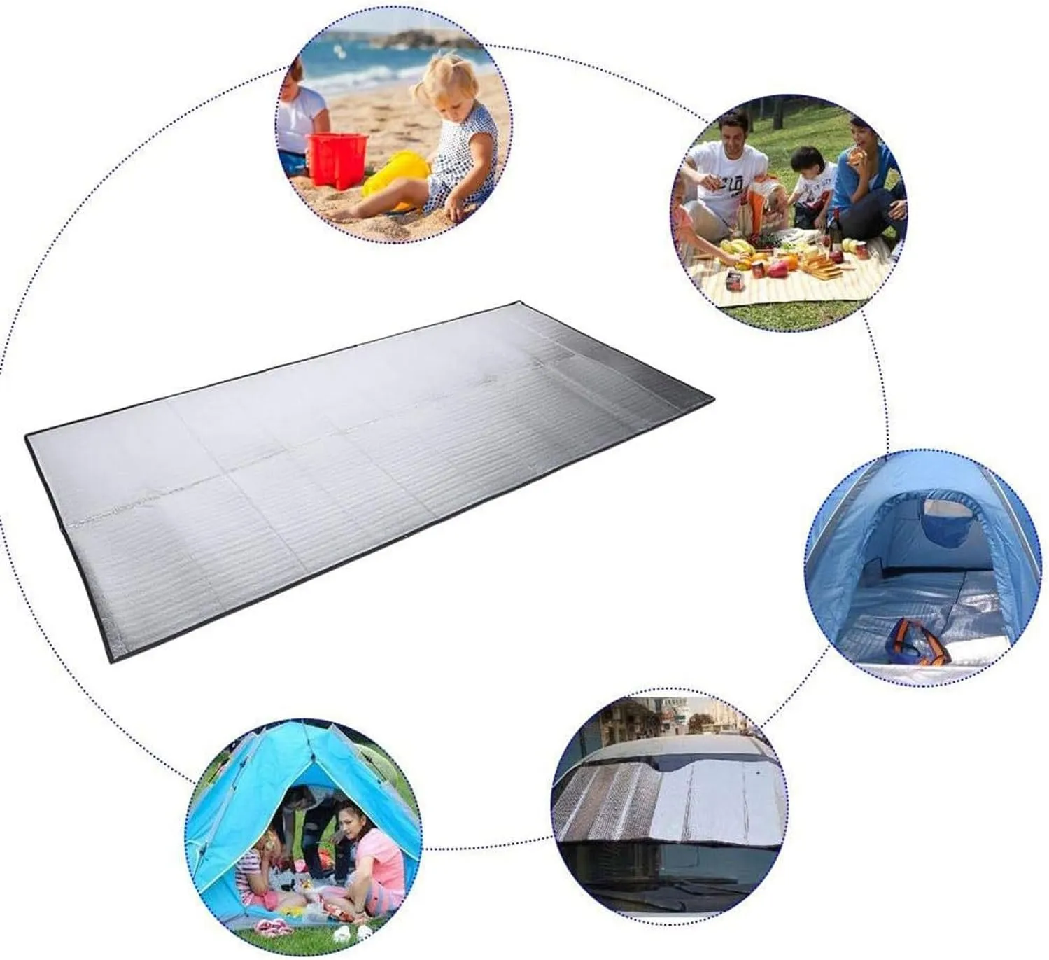 Aluminium Camping Mat, Foam Mats, Sleeping Mat for Camping, Insulated Blanket, Foldable Tent Mat, Thermal Mat, Made of Aluminium Foil and EPE, 9mm Thick