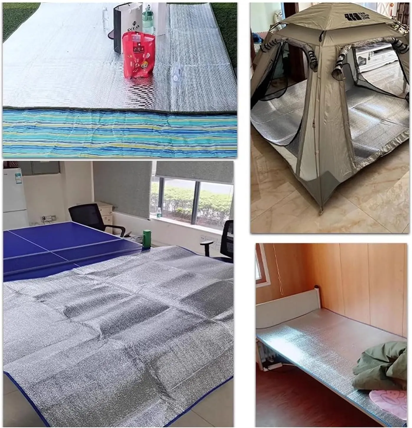 Aluminium Insulating Mat Foil Foam Mat Sleeping Mat Waterproof Double-Sided Moisture-Proof Foldable Tent, 7mm Thick, for Camping Thermal Floor Mat for Tent Aluminium Sleeping Mat
