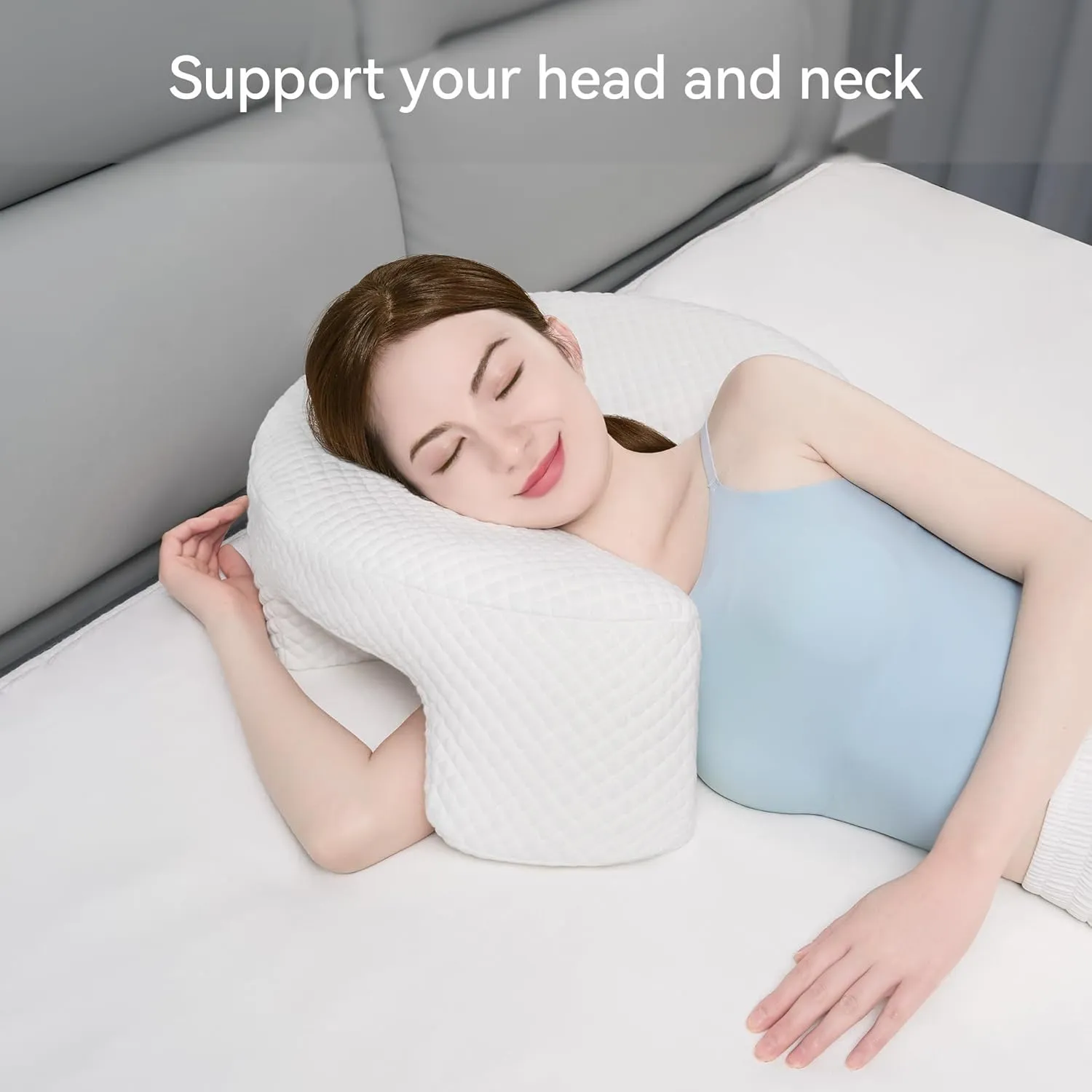 AM AEROMAX Side Sleeping Pillow with Arm Holes - Ergonomic Memory Foam Pillow for Cervical, Neck, Shoulder & Rotator Cuff Pain Relief - Ideal for Side Sleepers
