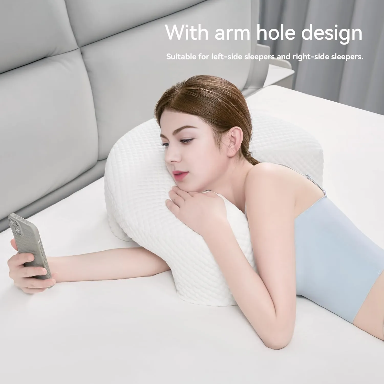 AM AEROMAX Side Sleeping Pillow with Arm Holes - Ergonomic Memory Foam Pillow for Cervical, Neck, Shoulder & Rotator Cuff Pain Relief - Ideal for Side Sleepers