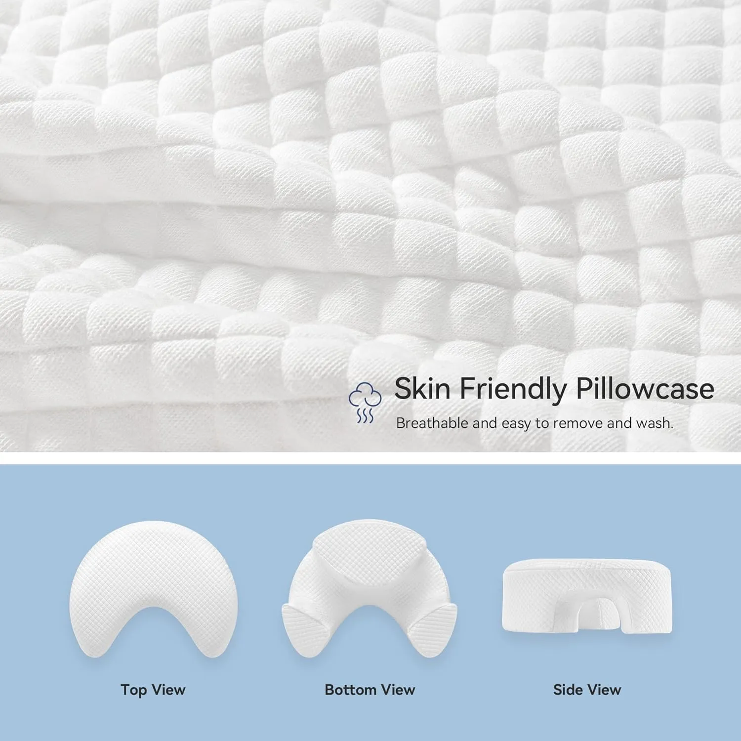 AM AEROMAX Side Sleeping Pillow with Arm Holes - Ergonomic Memory Foam Pillow for Cervical, Neck, Shoulder & Rotator Cuff Pain Relief - Ideal for Side Sleepers