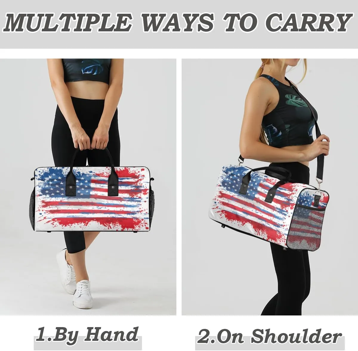 American Flag Travel Duffle Bag for Women Men Foldable Waterproof Weekender Bag Carry on Tote for Overnight Sports Gym USA Flag