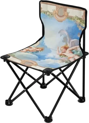 Angel Photo Frame Portable Outdoor Folding Chair Anti-Slip Padded Oxford Cloth Stool Camping Chair Small for Beach Hiking Fishing Gardening Quad Camp Chair