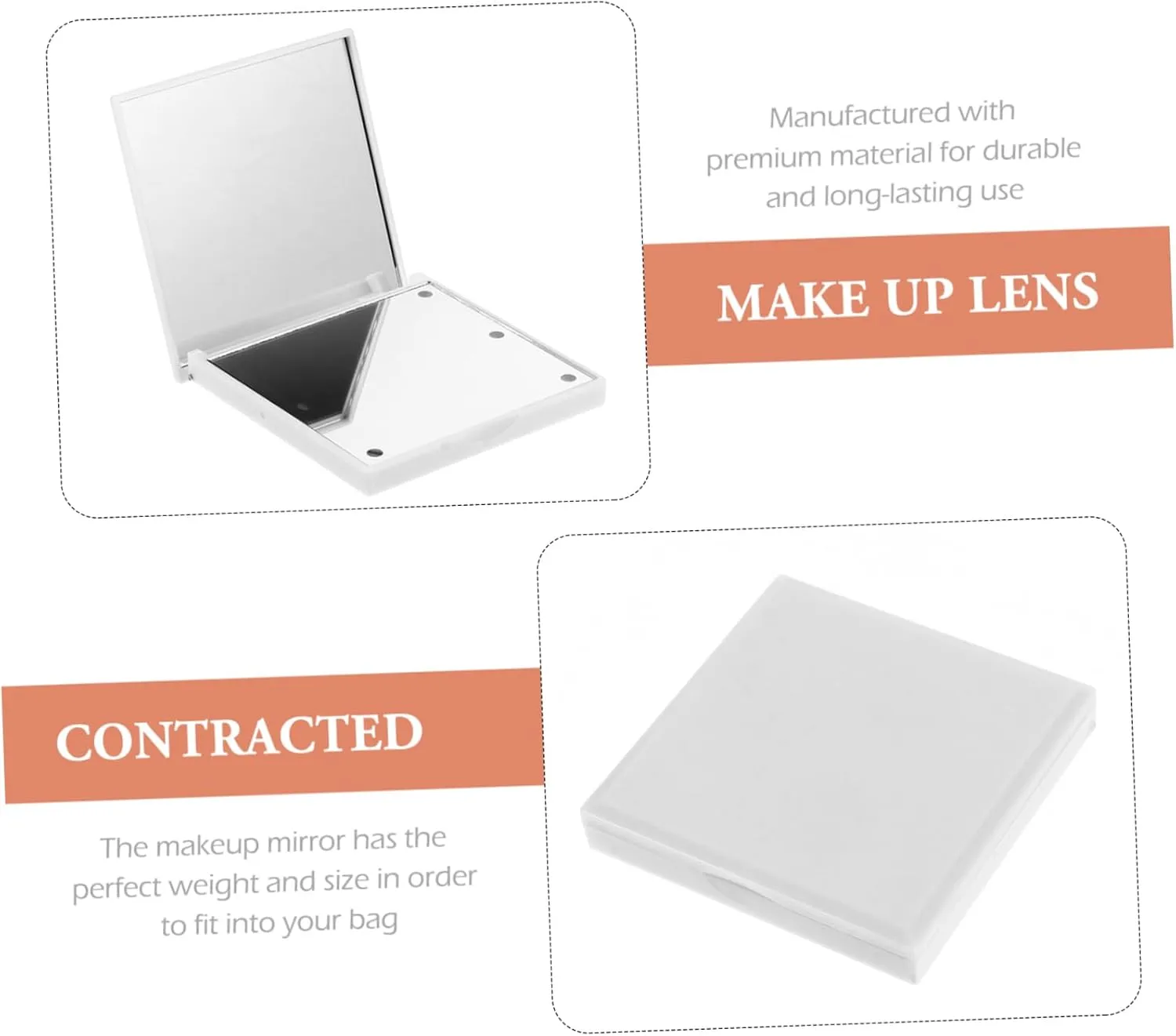 Angoily 3pcs Women's Led Compact Makeup Mirror Portable Travel Mirror Foldable Design for Travel