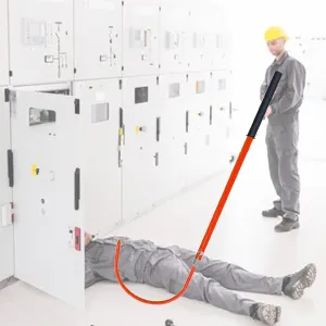 Anti-electrocution Rescue Hook Anti Electric Shock Rescue Pole with 42cm C-hook, Electrical Safety High Voltage Rescue Tools 10kv 35kv 110kv 220kv for Fire Electrician/ Electric Vehicles/ Confined Spa