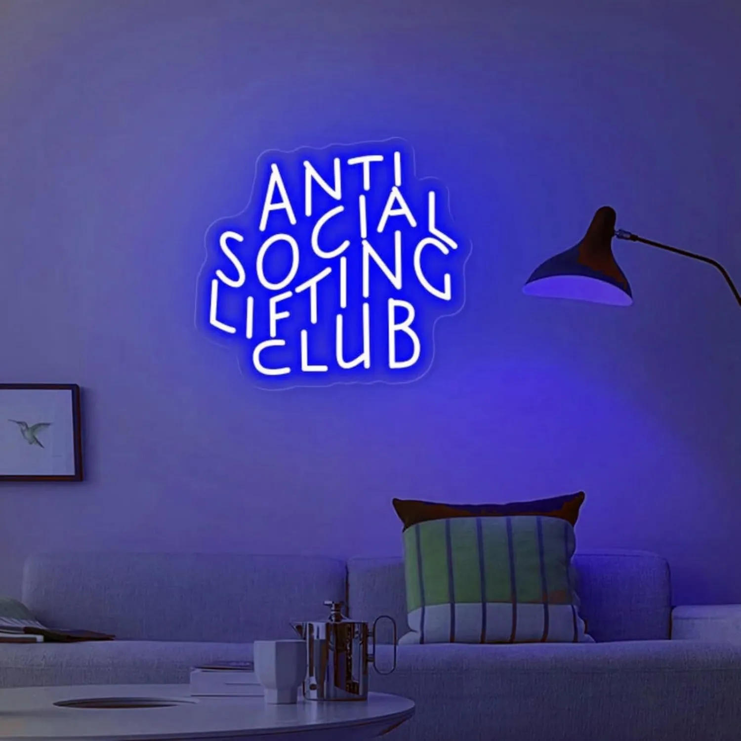 Anti Social Lifting Club, Neon Light Signs, Weight Lifting Sign, Workout Gym Wall Decoar, Home Gym Sign, 14.6"x13"