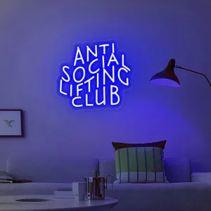 Anti Social Lifting Club, Neon Light Signs, Weight Lifting Sign, Workout Gym Wall Decoar, Home Gym Sign, 14.6"x13"
