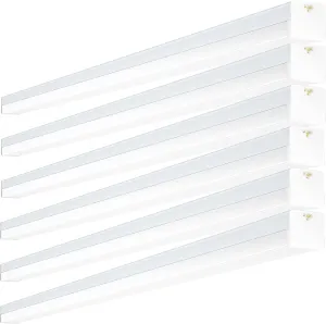 ANTLUX Linkable 4FT LED Shop Lights for Garage, 50W, 6000LM, 5000K Daylight White, 4 Foot Integrated Light Fixture for Workshop Workbench, Hanging and Flush Mount, Plug in with ON/Off Switch, 6 Pack