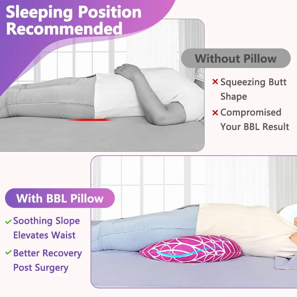 AOSSA BBL Sleeping Pillow After Surgery, Booty Butt Pillow for Sitting, Brazilian Butt Lift Support Cushion, BBL Chair Bed Post Surgery Supplies Recovery Foam, Donut Lifting Seat Cushion (Pink)