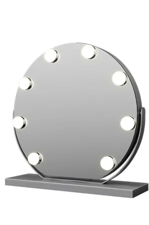 APLUSH 360°Rotation Led Makeup Mirror, Tabletop Makeup Mirror with LED Lights, Smart Touch Control, 3 Colors Light(B - Silver,42 * 38CM/16.5 * 15IN)