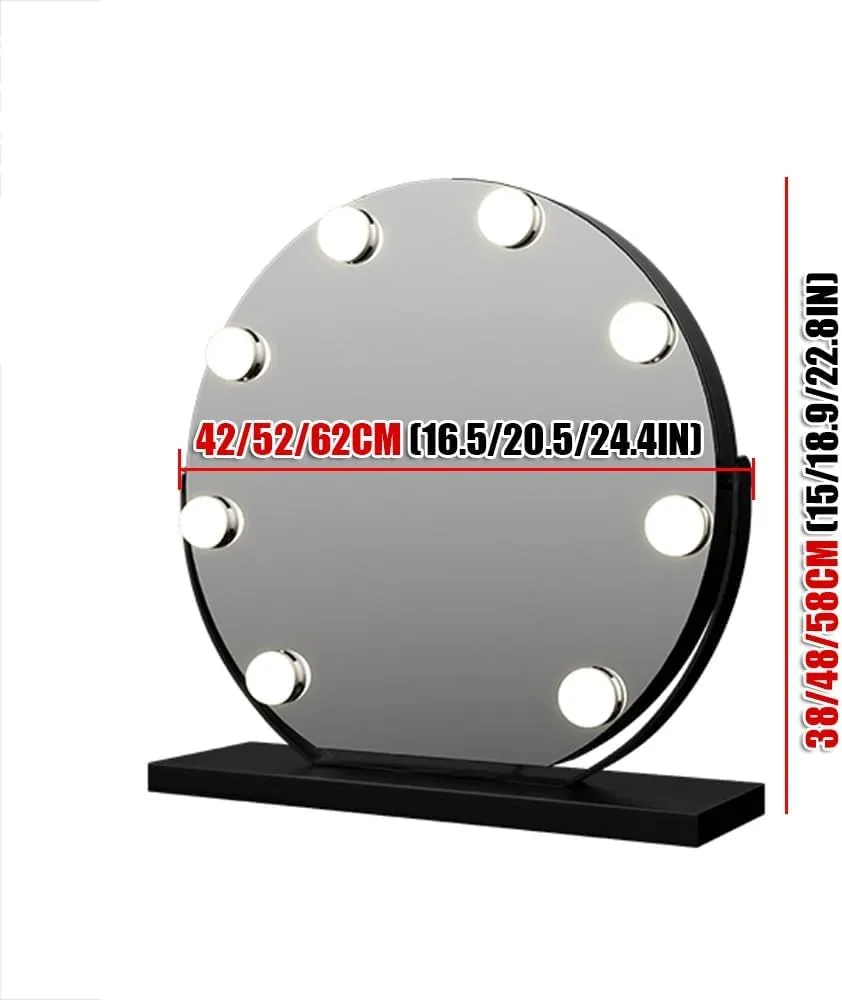 APLUSH 360°Rotation Led Makeup Mirror, Tabletop Makeup Mirror with LED Lights, Smart Touch Control, 3 Colors Light(B - Silver,42 * 38CM/16.5 * 15IN)