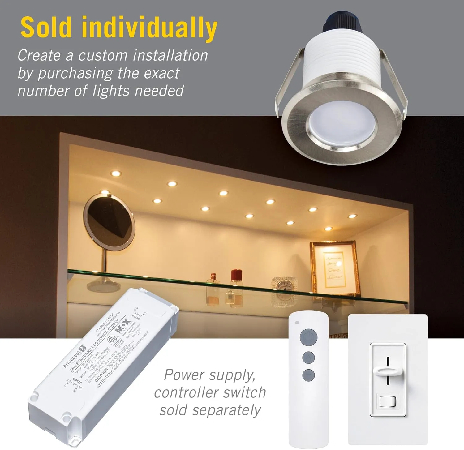 Armacost Lighting 221125 Recessed Mini Integrated LED Puck Lights, Bright White (4100K)