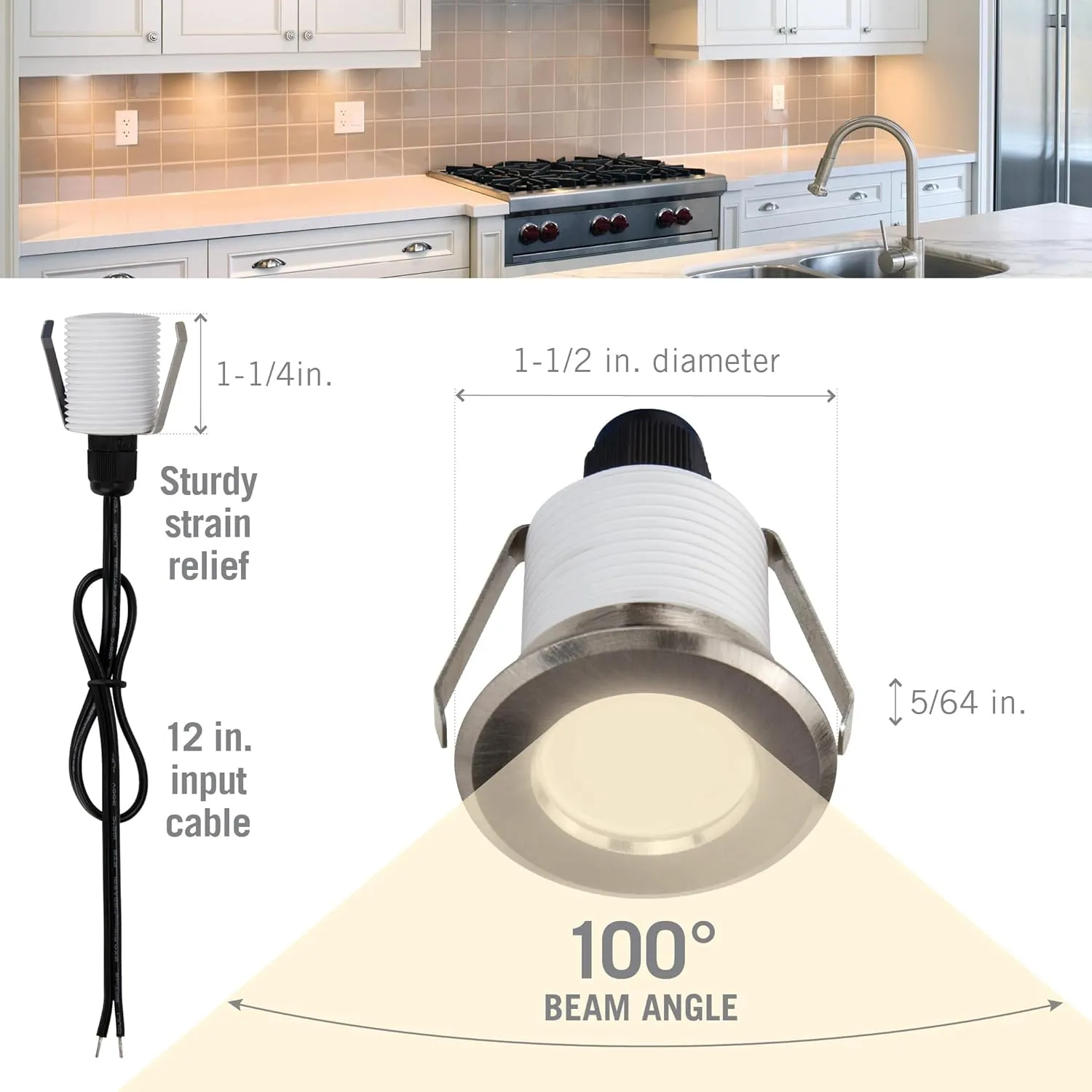 Armacost Lighting 221125 Recessed Mini Integrated LED Puck Lights, Bright White (4100K)