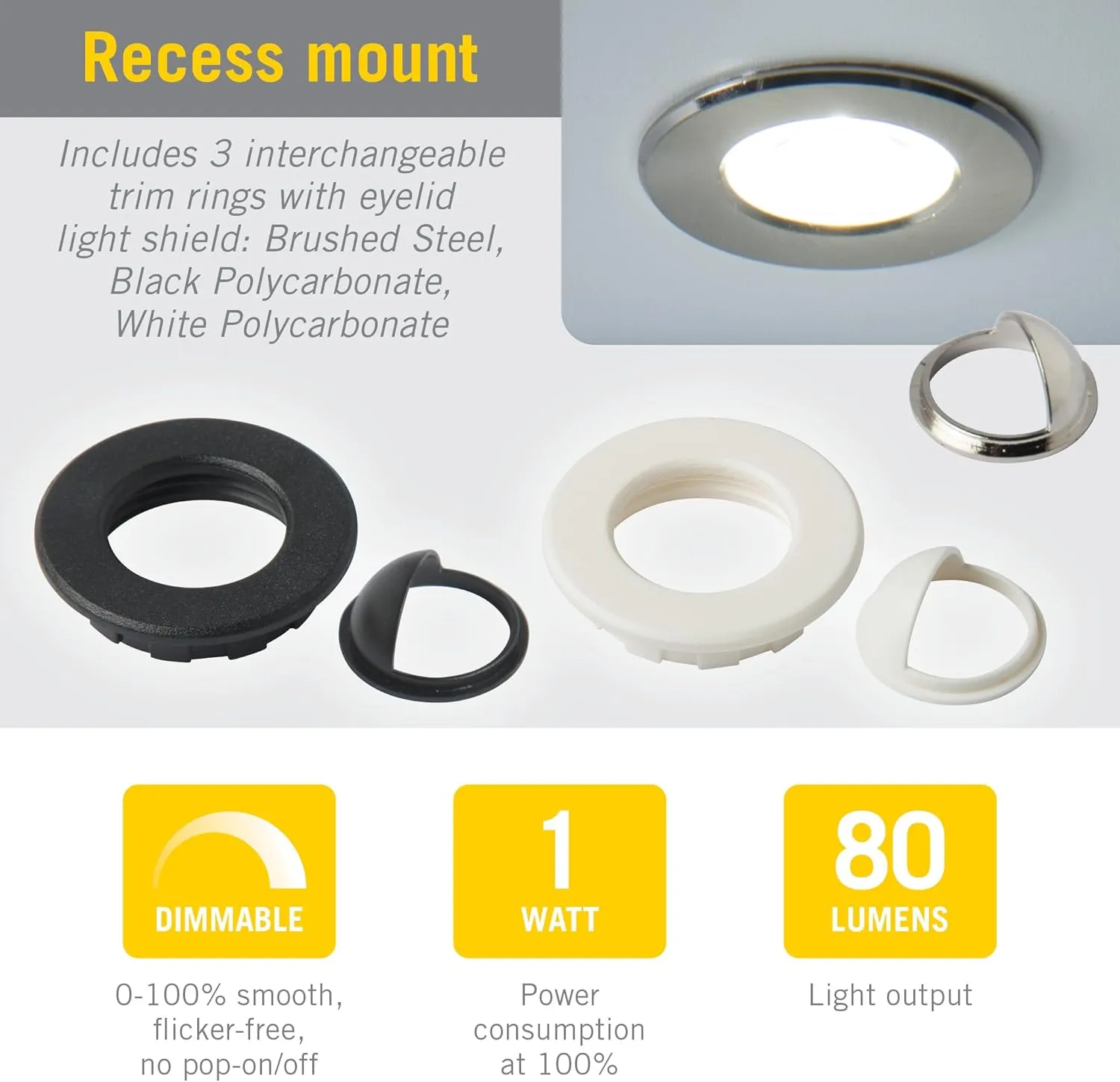 Armacost Lighting 221125 Recessed Mini Integrated LED Puck Lights, Bright White (4100K)