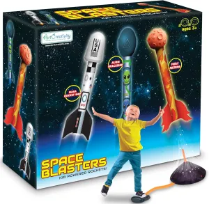ArtCreativity Space Rocket Launcher for Kids - Includes 3 Foam Rocks, Base & Pad - Jump Rocket Launchers for Toddlers & Kids Ages 3-8 - Outdoor Toys