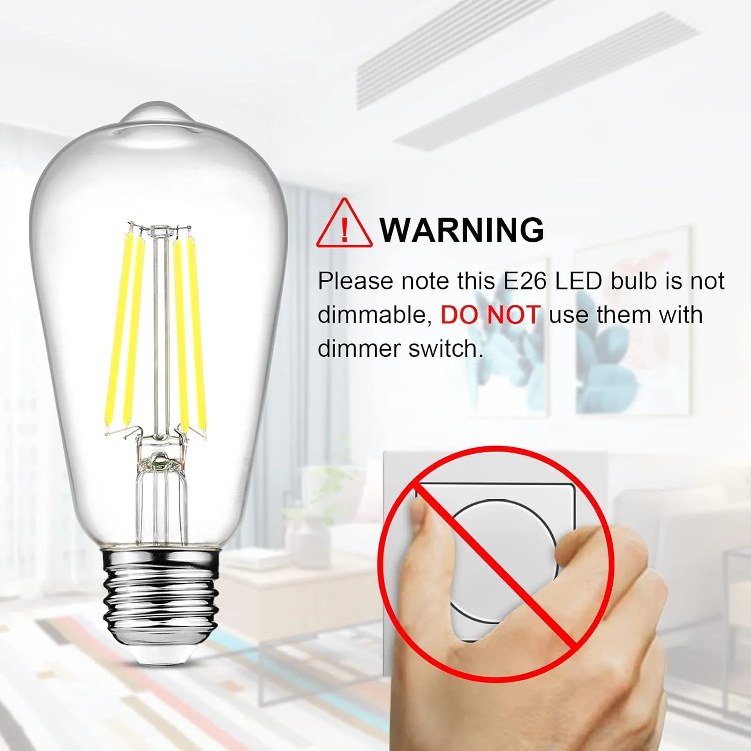 Ascher Vintage LED Edison Bulbs, 6W, Equivalent 60W, Non-Dimmable, Daylight 5000K, 700Lumens, ST58 Antique LED Filament Bulbs with 80  CRI, E26 Medium Base, Clear Glass, Pack of 12