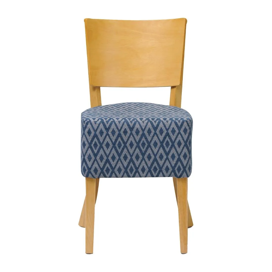 Asti Padded Soft Oak Dining Chair with Blue Diamond Deep Padded Seat and Back (Pack of 2)