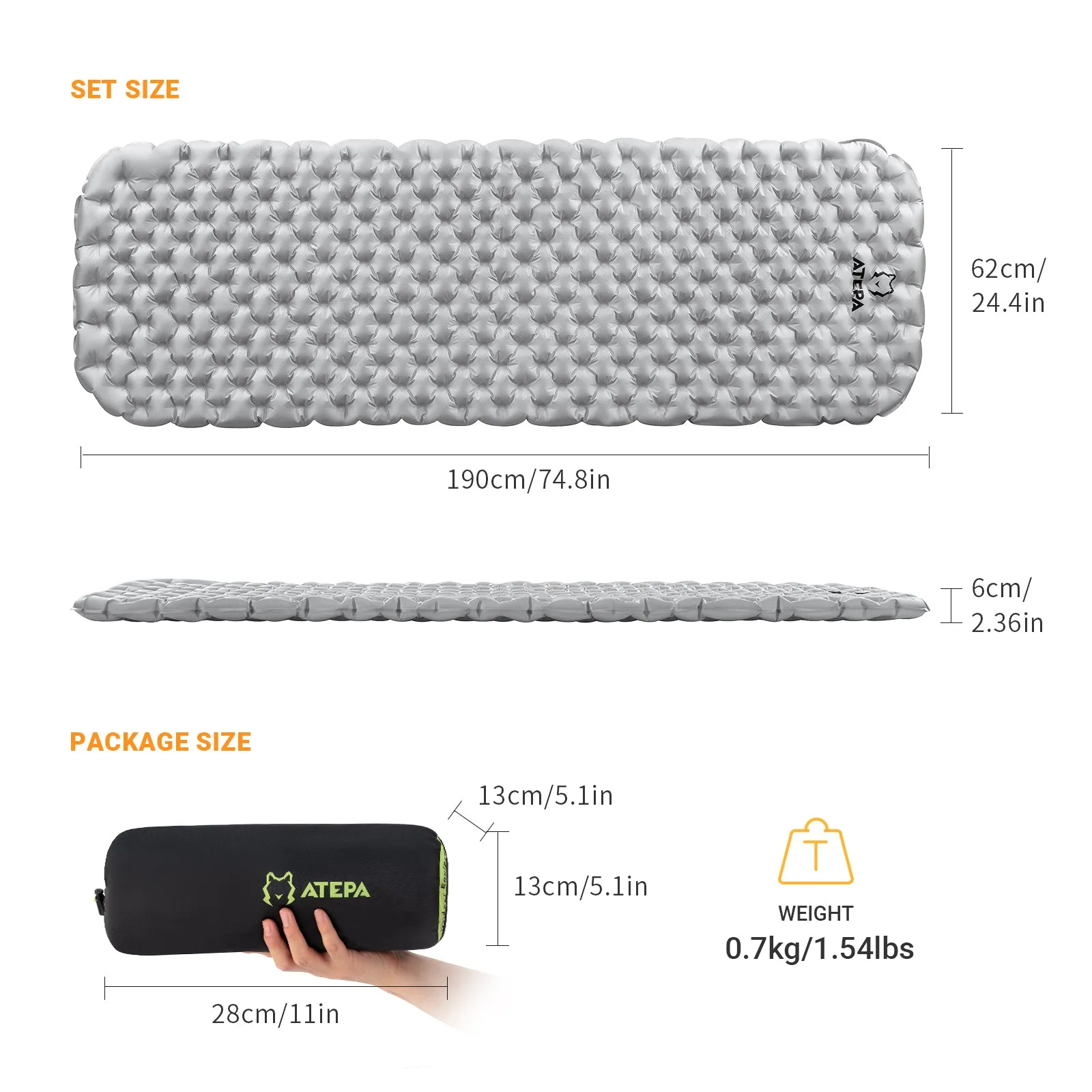 ATEPA HALOES 5.0 Air Pad Insulated Inflating Sleeping Pad