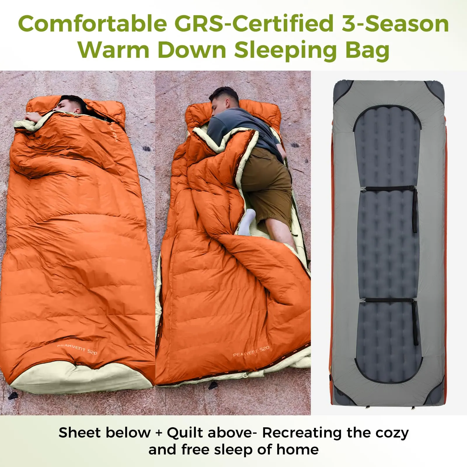 ATEPA Ultimate Backpacking Sleep System Bundle – 3-in-1 Down Sleeping Bag & All-Season Insulated Sleeping Pad