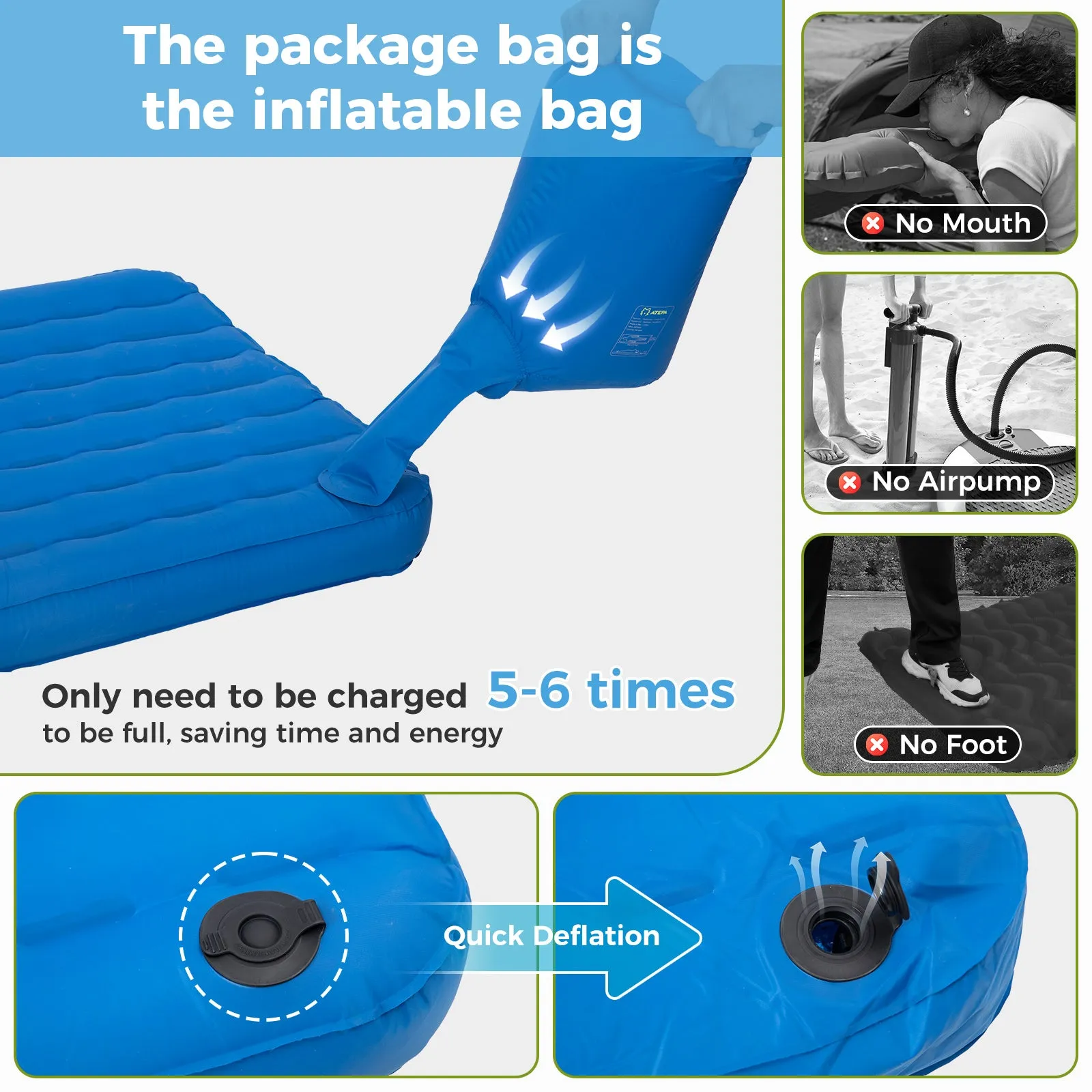 ATEPA Ultimate Backpacking Sleep System Bundle – 3-in-1 Down Sleeping Bag & All-Season Insulated Sleeping Pad