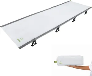 ATEPA Ultralight Folding Camping Cots Backpacking Lightweight Compact Portable Sleeping Bed for Adults for Outdoor Travel, Lawn, Patio, Hiking (4.2 lbs),Beige, 75 × 25× 4.7 inches, Lightbeige