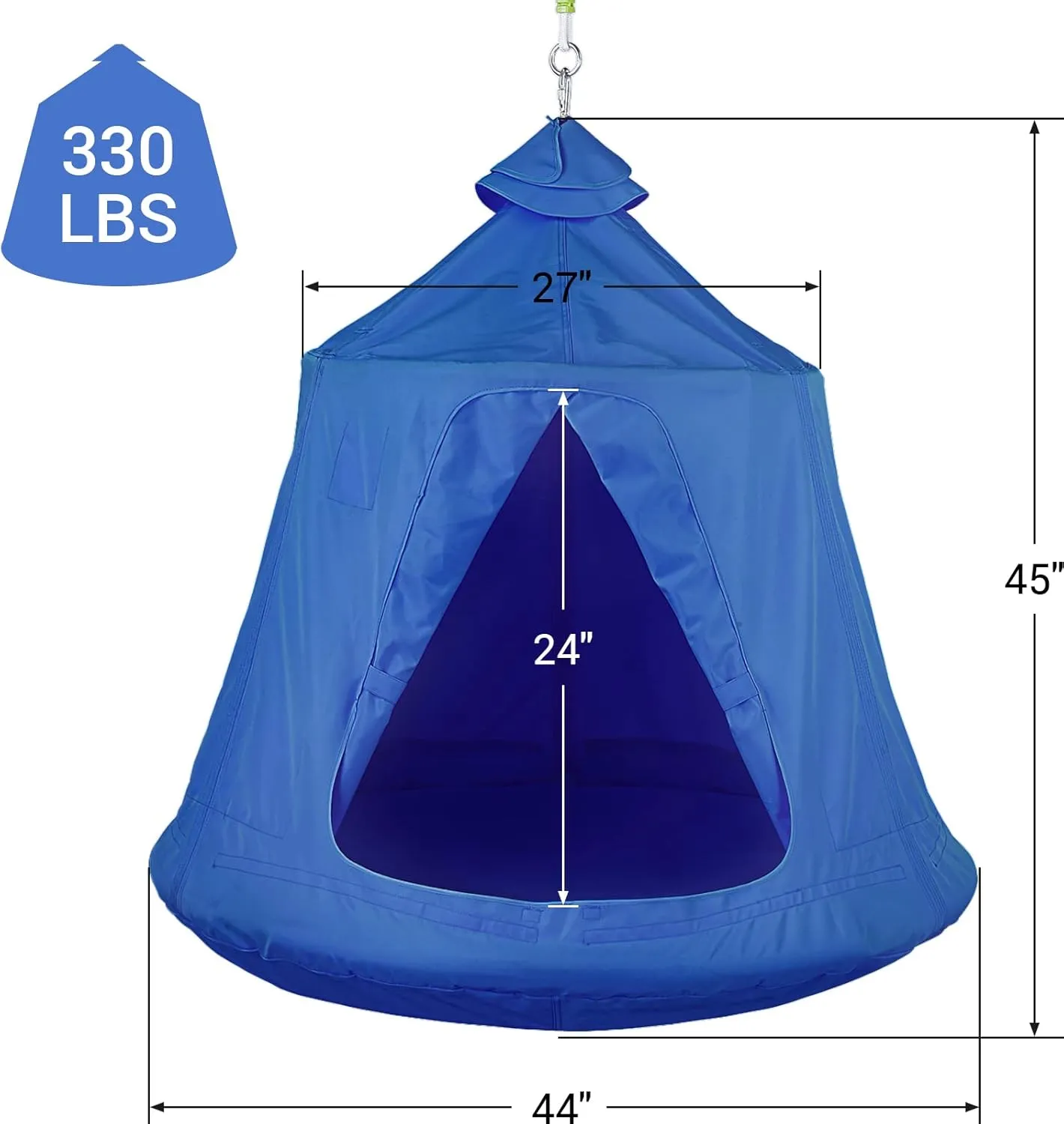 AthLike Hanging Tree Tent for Kid, Indoor Outdoor Hanging Tent, Waterproof Tree Ceiling Pod, Portable Hang Out Huggle Pod Play Tent w/Rainbow Lights String, Inflatable Base, 45" H x 44" W 330lbs