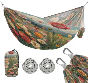 ATTX Colorful Flower Camping Hammock - Lightweight & Portable Hammocks, Heavy Duty 330lbs Capacity for Indoor, Hiking, Backpacking, Travel, Backyard, Beach#263